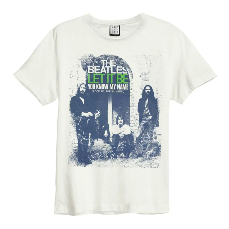 Image of Amplified Mens You Know My Name The Beatles T-Shirt in White Size: XS White Male XS