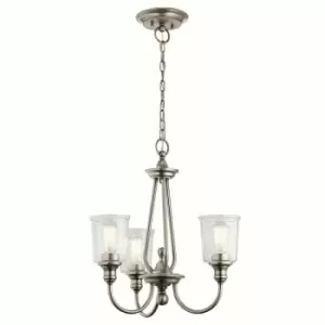 Image of Loops - 3 Bulb Chandelier Hanging Pendant LIght Classic Pewter LED E27 60W Bulb