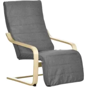 Image of Homcom - Lounge Chair Recliner Adjustable Footrest Home Dark Grey - Dark Grey