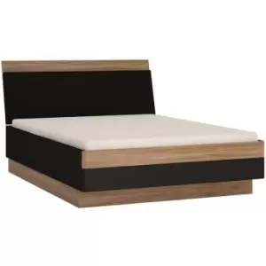 image of Monaco 140cm double bed in Oak and Black - Stirling Oak with matte Black fronts