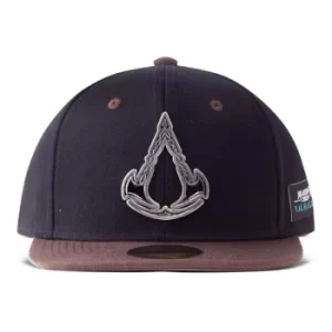 Image of Assassins Creed Valhalla Metal Badge Crest Logo Snapback Baseball Cap, Unisex, Black/Brown (SB358873ASC)