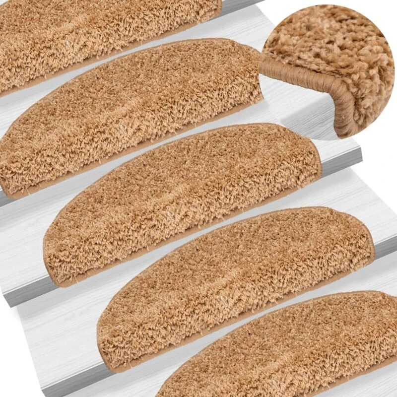 Image of VIDAXL Stair Mats 10 pcs 65x21x4cm Beige Half Round Large vidaXL 8720286329092