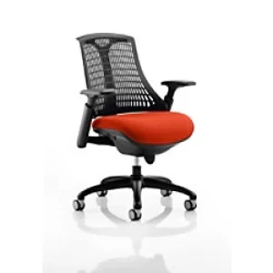 Image of Dynamic Synchro Tilt Task Operator Chair Height Adjustable Arms Flex Black Back, Tobasco Red Seat, Black Frame Without Headrest Medium Back