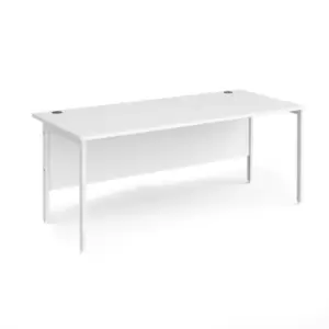 image of Office Desk 1800mm Rectangular Desk With H-Frame Leg White Tops With White Frames Maestro 25