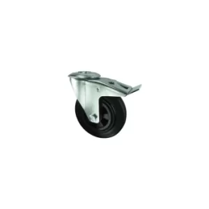 Braked Swivel Bolt Hole 80MM Rubber Tyre Poly Centre