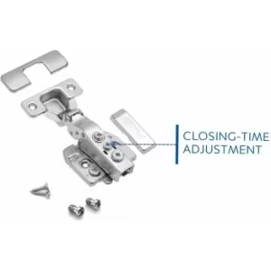 Image of Soft Close Half Overlay 35mm Cabinet Door Hinge Closing Time Adjustment - Pack of 50