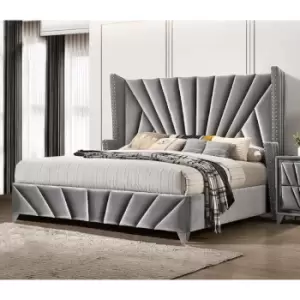 image of The Premiere Bed King Plush Velvet Grey