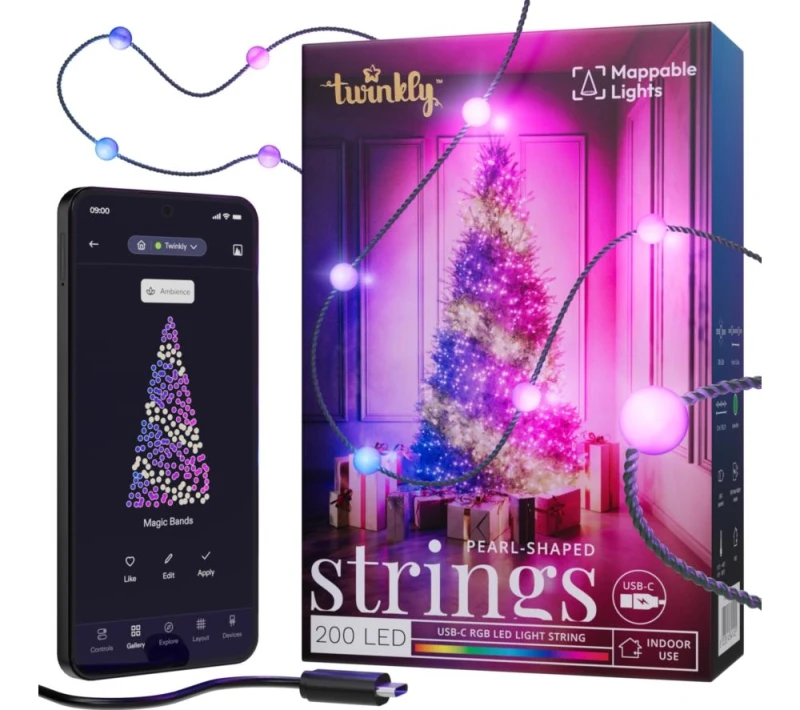 Image of TWINKLY Strings Pearl Smart 200 RGB LED String Lights - 13 m 8053614841202