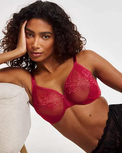 Image of Gossard Gossard Glossies Lace Plunge Bra Rasp Raspberry Female 32F SP67721