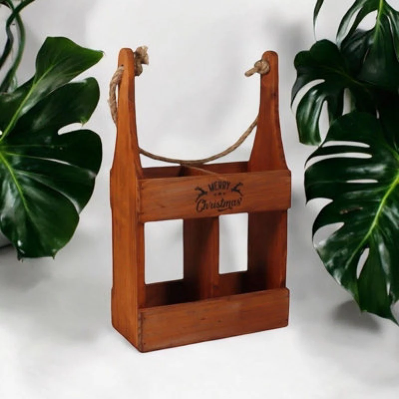 Image of MSL 39CM WOODEN 2 BOTTLE WINE HOLDER
