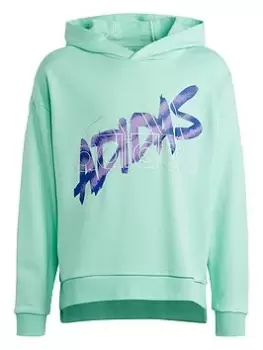 Image of adidas Dance Graphic Hoodie, Green, Size 11-12 Years, Women