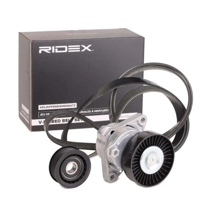 Image of RIDEX 542R0252 V-ribbed belt set Check alternator freewheel clutch & replace if necessary V-Ribbed Belt Set (542)