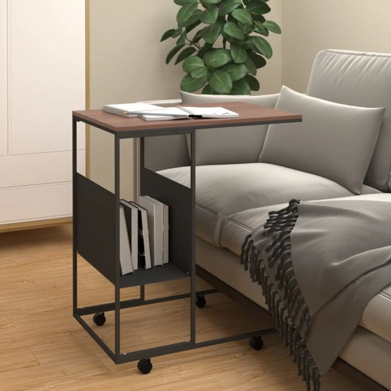 Image of VIDAXL Side Table with Wheels Black 55x36x63.5cm Engineered Wood Vidaxl 8720286933688