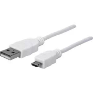 Image of Manhattan USB cable USB 2.0 USB-A plug, USB Micro-B plug 1m White UL-approved 323987
