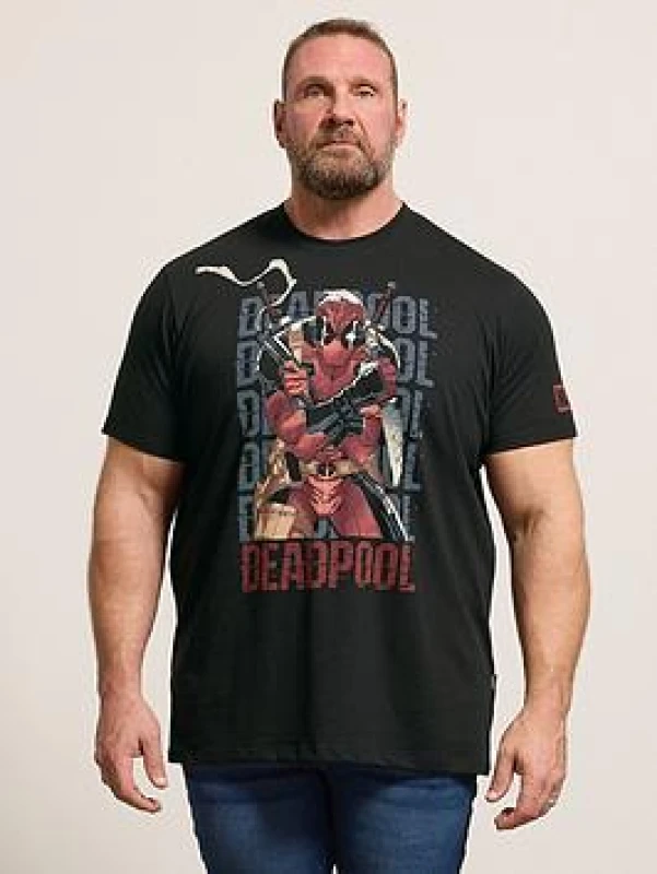 Image of BadRhino Mens Deadpool Graphic T-Shirt in Black Size: XL Black Male XL