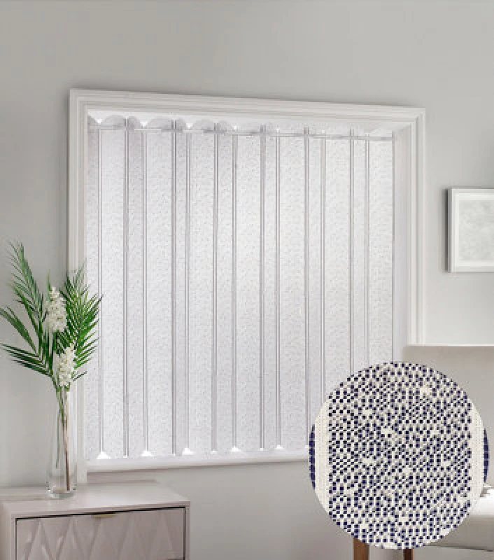 Image of Tyrone Textiles White Plain Textured Voile Louvre Vertical Pleated Window Blind Panel - 72" X 48"