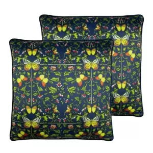 image of Paoletti Potage Twin Pack Polyester Filled Cushions Navy