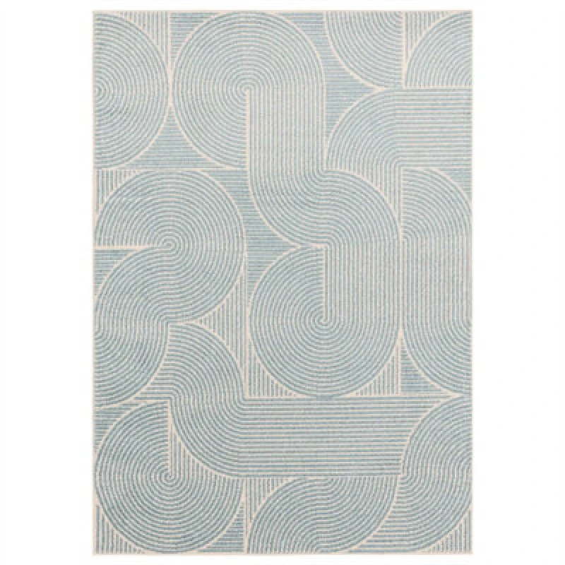 Image of Blue Swirl Abstract Geometric Modern Funky Easy To Clean Rug For Living Room Bedroom And Dining Room-120Cm X 170Cm