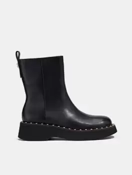 Image of Coach Vanessa Leather Bootie With Stud Detail - Black