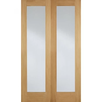 Image of LPD Pattern 20 Unfinished Oak Glazed Internal Door Pair - 1981mm x 1168mm (78 inch x 46 inch)