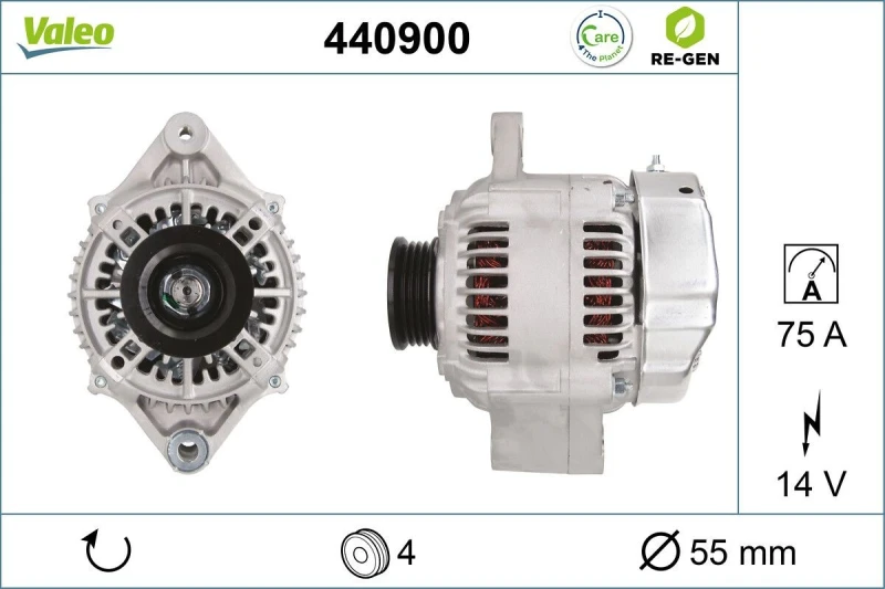 Image of VALEO 440900 Generator VALEO RE-GEN REMANUFACTURED Alternator Charging Current: 75A, Voltage: 14V Alternator (4)
