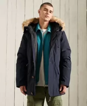Image of Superdry Mens Rookie Down Parka Jacket Dark Blue / Dark Navy - Size: L