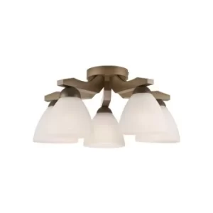 Image of Adriano Multi Arm Semi Flush Ceiling Light, Glass Shades, Sonoma, 5x E27