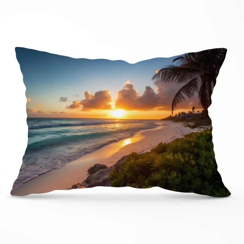Image of Warren Reed - Designer Sunrise On The Beach Cushions Size: 60cm x 60cm Multicolor Unisex 60cm x 60 cm