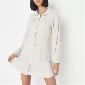 Missguided Linen Look Shirt Dress - Beige