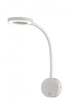 Image of Wall Lamp , Reader 1L 5W LED Ring Head, 3000K, 261lm, Round Base Matt White