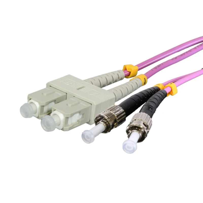 Image of Cablenet 1m OM4 50/125 ST-SC Duplex Erika Violet LSOH Fibre Patch Lead