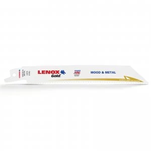 Image of Lenox Gold 10TPI Wood Metal Cutting Reciprocating Saw Blades 152mm Pack of 5