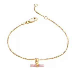 image of Rachel Jackson London Gold Plated Rose Pink Mini T-Bar Bracelet