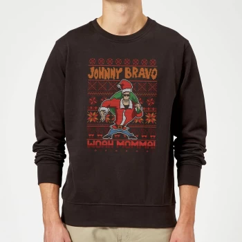 Image of Johnny Bravo Johnny Bravo Pattern Christmas Sweatshirt - Black - L