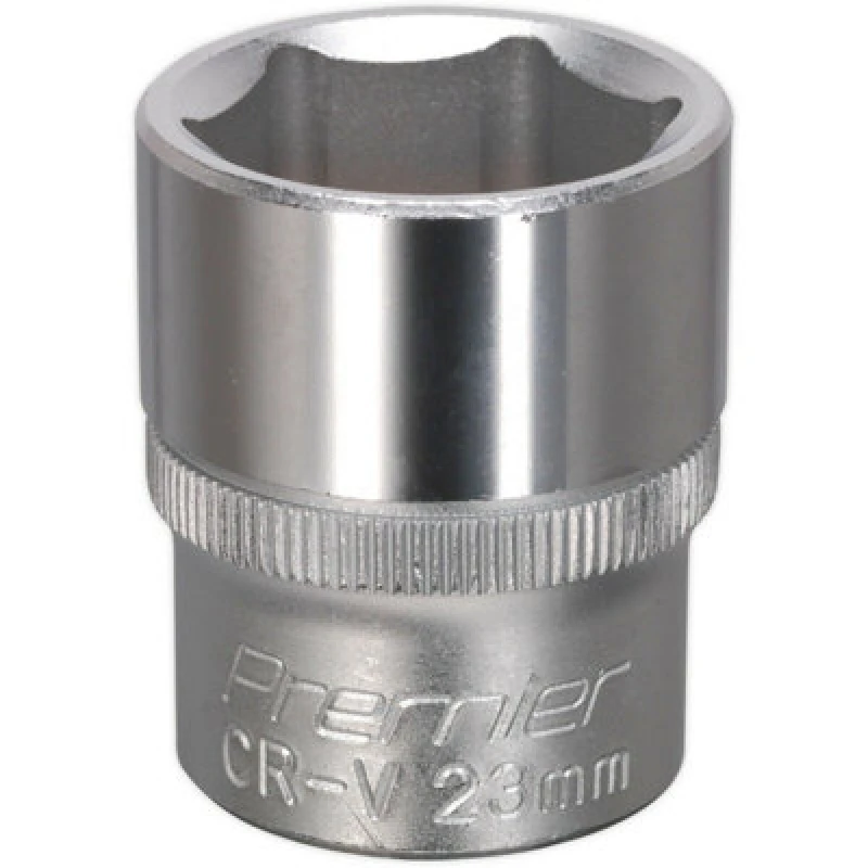 Image of Loops 23mm Steel Drive Socket - 1/2" Square Drive - Chrome Vanadium Wrench Socket Metallics