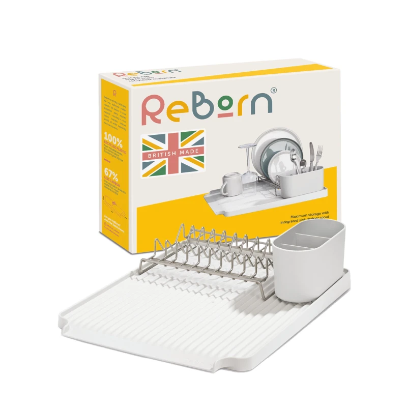 Image of ReBorn Recycled Versatile Made in Britain 10 Plates Large Draining Rack Stone