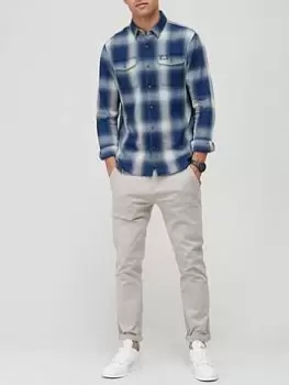 Image of Superdry Vintage Check Shirt - Indigo/Check, Indigo Check, Size L, Men