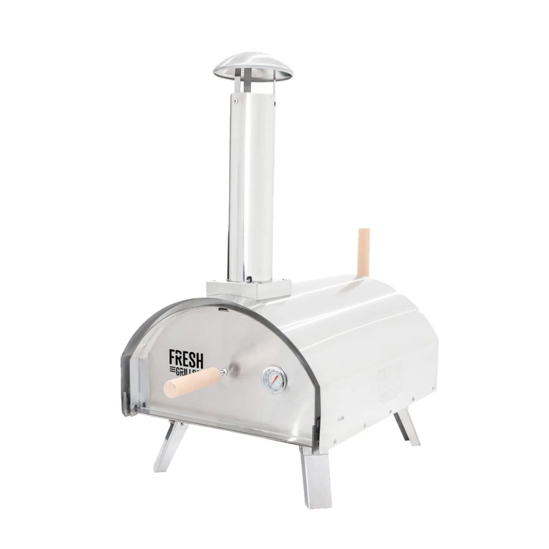 Image of Fresh Grills Tabletop Outdoor Pizza Oven 12" Stainless Steel Portable Wood Charcoal Pellets BBQ Metallic Silver