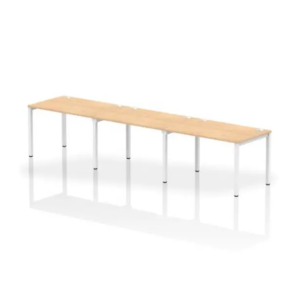 Image of Impulse Bench Single Row 3 Person 1200 White Frame Office Bench Desk Maple