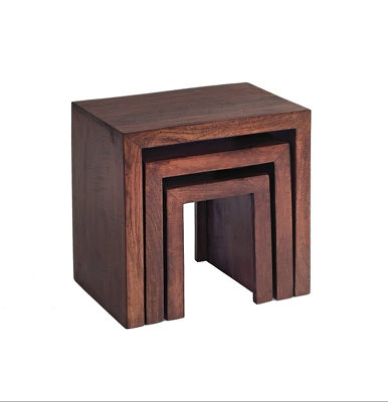 Image of Buttercup Farm Toko Dark Mango Nest Of 3 Tables - Solid Mango Wood - L30 X W46 X H46 Cm