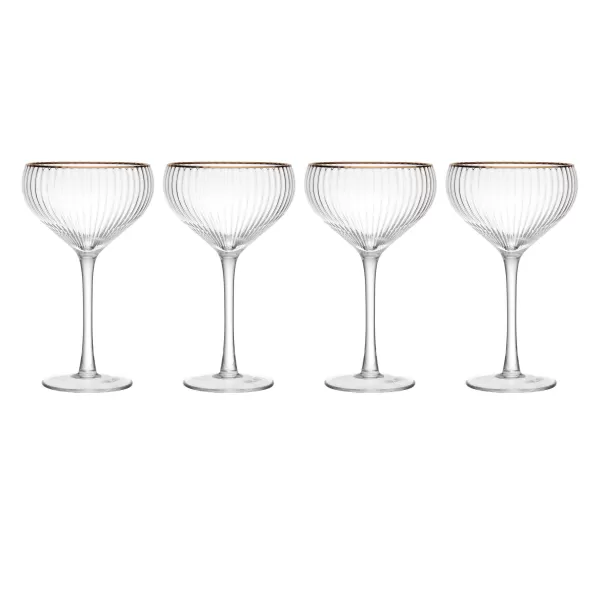 Image of Sorrento Ridged Crystal Coupe Glasses, Set of 4, 350ml