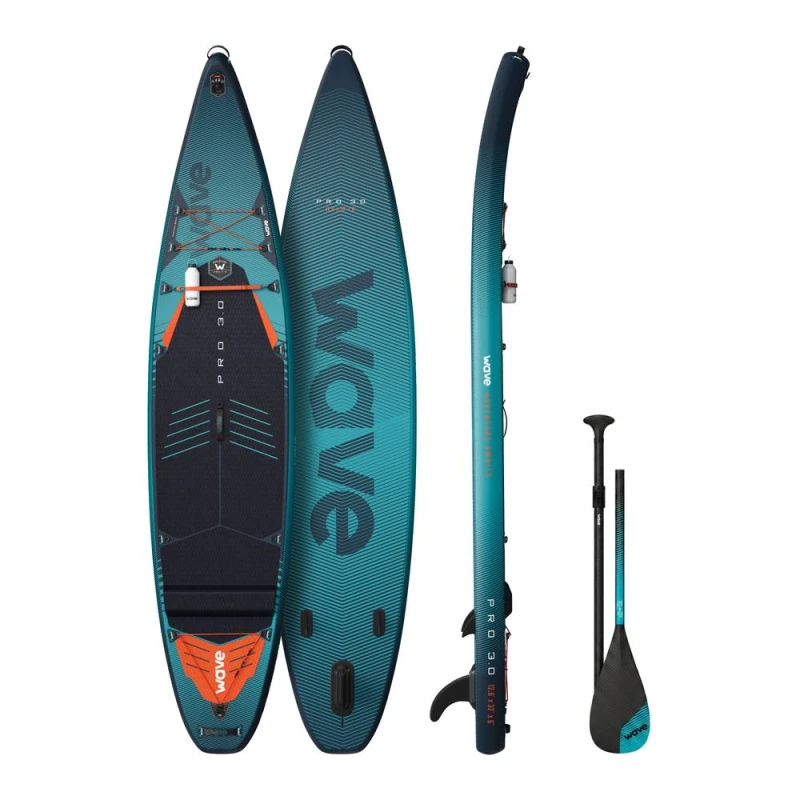 Image of Wave Sups Wave Pro 3.0 SUP Inflatable Paddleboard 12'6ft Navy in Teal Teal Unisex