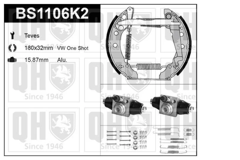 Image of QUINTON HAZELL Brake Shoe Set QUINTON HAZELL BS1106K2