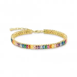 Image of Sterling Silver Gold Plated Colourful Stones Tennis Bracelet A2030-996-7-L19V