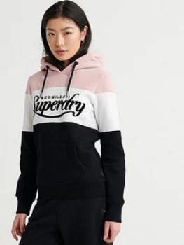 Image of Superdry Colour Block Hoodie - Black, Size 6, Women