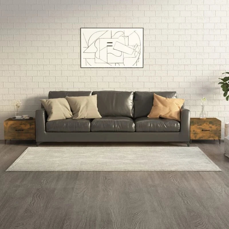 Image of Vidaxl Coffee Tables With Metal Legs 2 Pcs Smoked Oak 50X50X40 Cm, Brown 817538
