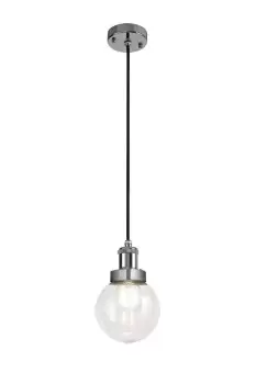 Image of Ceiling Pendant 1 Light E27 IP65 Exterior Titanium Silver, Polished Chrome
