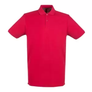 image of Henbury Mens Modern Fit Cotton Pique Polo Shirt (L) (Vintage Red)