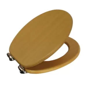 Image of Showerdrape Norfolk Soft Close Toilet Seat - Beech & Chrome