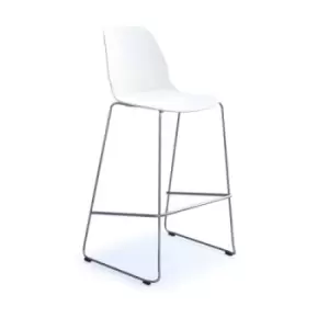 image of Strut multi-purpose stool with chrome sled frame - white